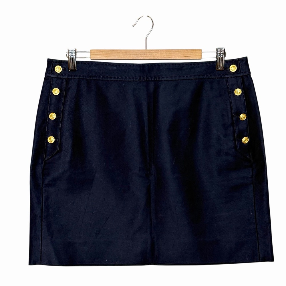 J Crew Nautical Preppy Mini Skirt Navy Womens 10 Gold Buttons Heritage Sailor